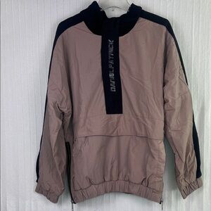 Daniel Patrick black and taupe color quarter zip pullover windbreaker